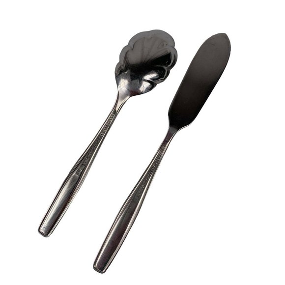 Rogers IS Stainless INS185 Sugar Shell Spoon & Flat Handle Master Butter Knife - Picture 3 of 8